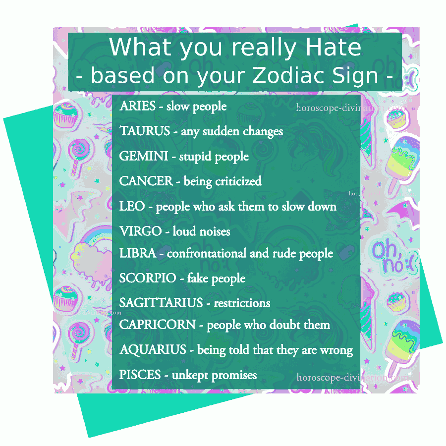 what do zodiac signs hate