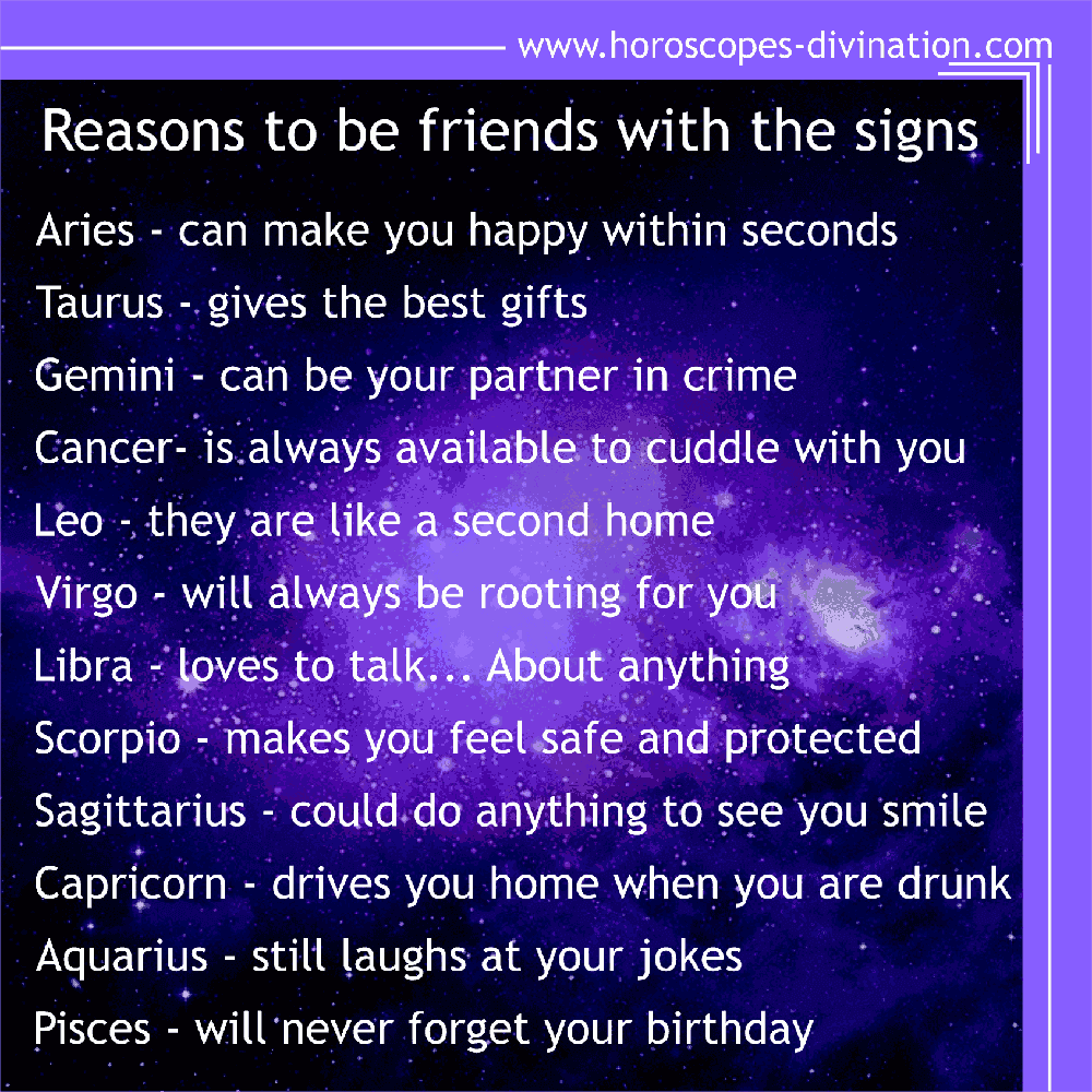 zodiac signs as friends