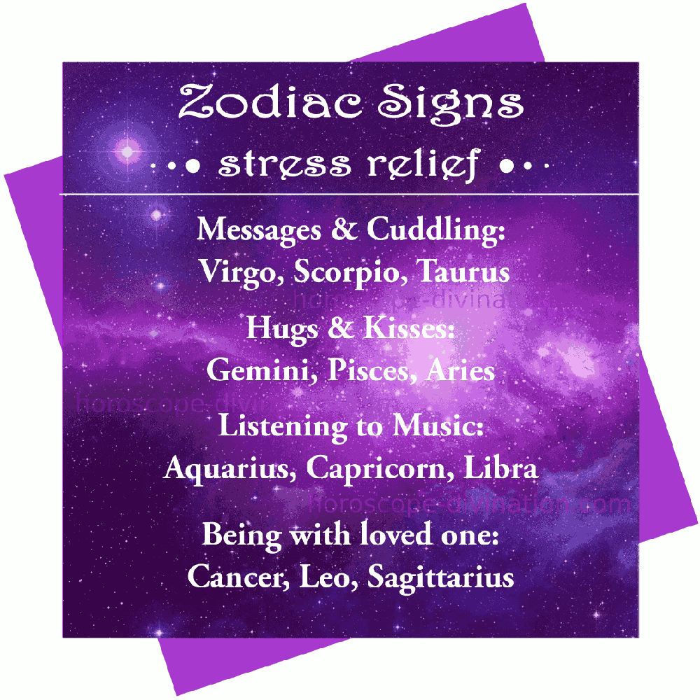 stress relief according to the zodiac sign